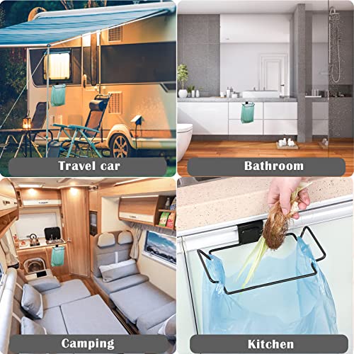 2 Pcs Large Stainless Steel Trash Bag Holder for Cabinets and Cupboards, Under Sink, Black