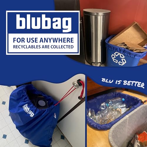 blubag Reusable Recycling Bag, 13-Gal Tall Kitchen, basic edition – Paracord Drawstring, Cinch Hardware, Dump Handle, 1-Pack