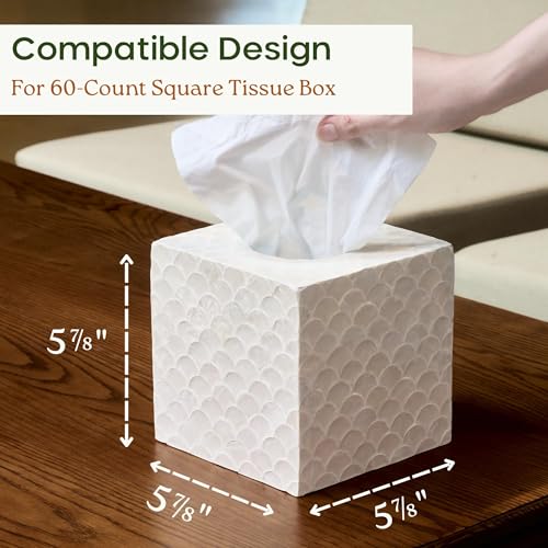 5.5" Capiz Square Tissue Box Cover, Coastal Tissue Box Holder