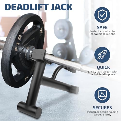 Deadlift Jack Barbell Stand,Barbell Stand for Weight Training Home Gym Easily Unload and Load 600lbs Barbell Plates for Deadlift Exercise