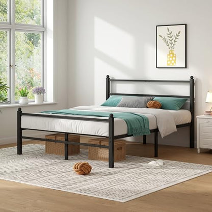 Queen Bed Frame with Headboard and Footboard, 14 Inch Metal Platform Bed Frame Queen Size with Steel Slat Support, No Box Spring Needed, Noise Free, Easy Assembly,