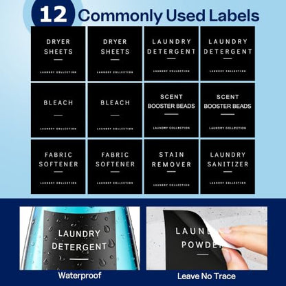 3 +1 Pack Laundry Detergent Dispenser with Dryer Sheet Holder | 54OZ Large Capacity Liquid Laundry Soap Dispenser, Black Laundry Room Organization and Storage for Powder and Fabric Softener