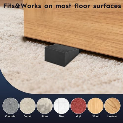 4-Pack Premium Rubber Wedge Door Stops, Solid Heavy-Duty Floor Door Stopper Door Wedges with Patented Anti-Slip Base, No Installation for Home/Office, Non-Scratching, Fits Gaps Under 1.18”