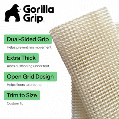GORILLA GRIP® Strong Rug Pad Gripper, 2x6 FT, US Designed, Grips Help Keep Area Rugs Safe and in Place, Slip and Skid Resistant Pads for Hard Floors, Under Carpet Mat Cushion and Hardwood Protection