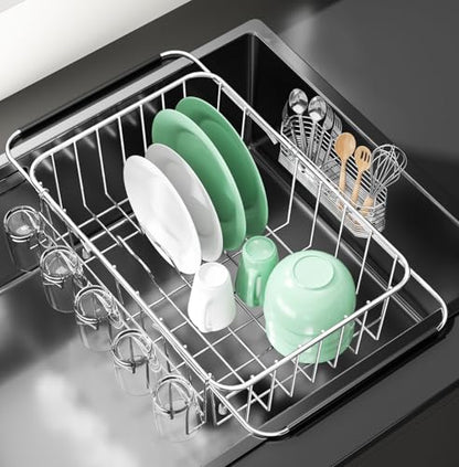 Small Dish Drying Rack in Sink, Extendable Stainle... (Stainless Steel)