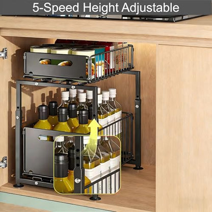 Under Sink Organizer, 2-Tier Multi-Use Kitchen and... (Style A White | Metal)