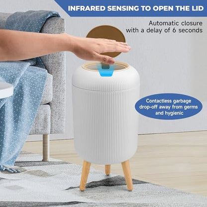 Pukomc Smart Sensor Wastebasket, Convenient and Hygienic Easy to Use | Technology Sensor Waterproof Wastebasket Plastic Trash Can for Kitchen, Bathroom, Bedroom, Living Room, Office and Outdoor