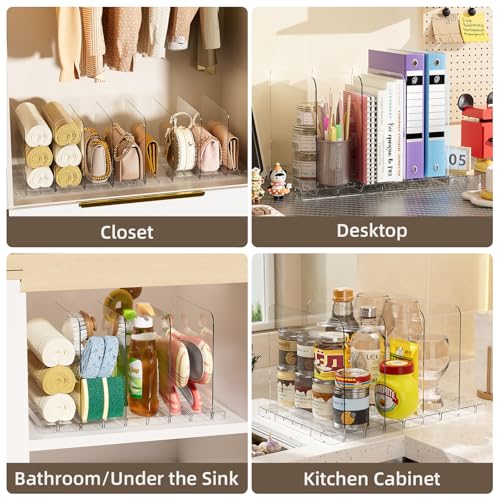 Stackable Bag & Purse Organizer for Closet Shelf Acrylic Shelf Dividers for Closet Organization, Clear Handbag Purse Storage Organizer Divider, Keep Clutch, Wallet, Pocketbook Upright, 4 Pack