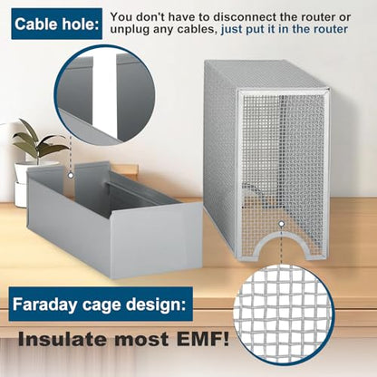 Large WiFi Router Cover - Blocks 90% of Router Emf & 5G | Emf Shielding Box Allows Uninterrupted Use WiFi - Faraday Cage Emf Protection - Two Year Warranty