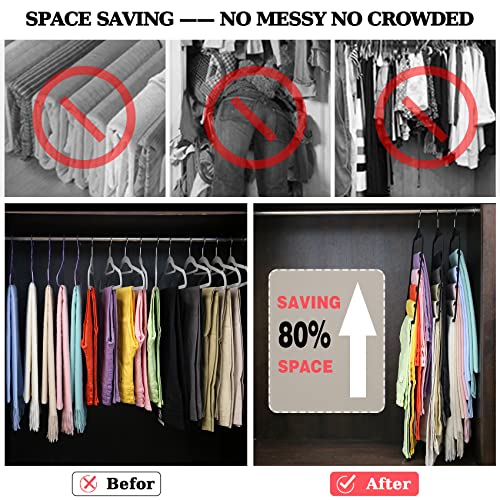 Closet Organizers and Storage, 3 Pack Velvet Pants-Hangers-Space-Saving | Non Silp 5 Tier Scarf Jeans Closet Organizer, Dorm Room Essentials for College Students Girls Boys Guys, Home Storage