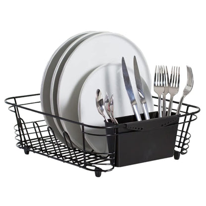 Better Houseware in-Sink Dish Drying Rack, Coated Steel, Black, 14.5 x 13 x 5 Inch, 2-Piece Set with Removable Utensil Caddy and Non-Slip Handles