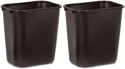 Rubbermaid Commercial 295600BK Deskside Plastic Wastebasket, Rectangular, 7 gal, Black (2)