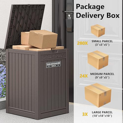 Package Delivery Box for Outside, 48 Gallon Storage with Lockable Secure, Large Resin Outdoor Package Drop Container