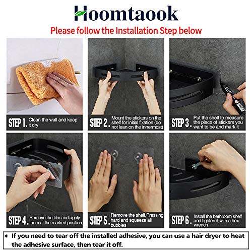 Adhesive Corner Shelf Bathroom Shower Caddy Organizer for Kitchen Toilet No Drilling 2-Tier Bathroom Corner Shelves Shower Caddies | For Kitchen Toilet No Drilling 2-Tier Bathroom Corner Shelves Shower Caddies Black