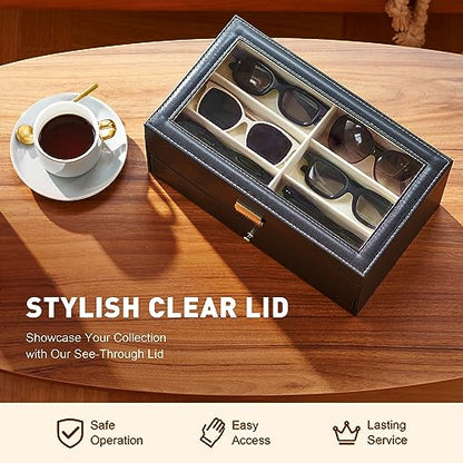 Sunglasses Organizer with 12 Slots, Multiple Eyegl... (Black)