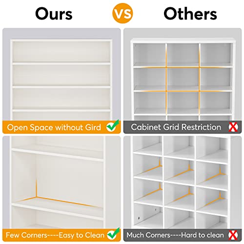 Tribesigns Shoe Cabinet, 9 Tiers 40-45 Pairs Heavy Duty Wood Freestanding Shoe Storage Cabinet, 70.8'' Tall Shoe Organizer with Open Storage for Entryway, White