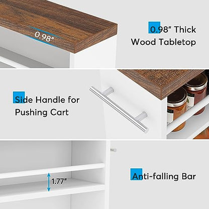 Tribesigns Slim Storage Cart, Rolling Narrow Kitchen Cart on Wheels for Small Place, 4-Tier Slide Out Slim Utility Cart Skinny Laundry Cart with Handle for Kitchen, Bathroom, Laundry