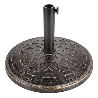 Patio Umbrella Stand - 31 lbs 18.9" Heavy Duty Outdoor Umbrella Base Stand, Market Umbrella Holder for Garden, Backyard, Pool, Beach, No Water or Sand Required, Round Bronze