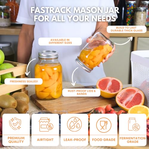 32 oz Mason Jars with Lids - 2-Pack Regular Mouth Quart Canning Set | Airtight 32oz Mason Jars | Quart Canning Jars for pickling, fermentation, food storage, crafts and kombucha brewing