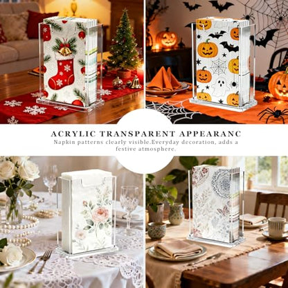 Acrylic Napkin Holder For Table,Vertical Guest Towel Dispenser | Paper Towel Holder,4mm Thick,Waterproof ,Stackable Hand Towel Box,for Bathroom,Kitchen Dining Table, Home ,Hotel,Modern Gift