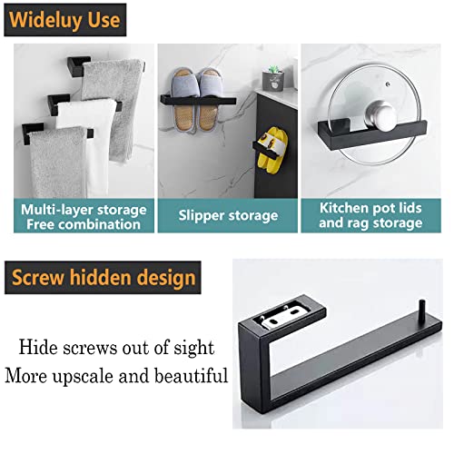 JOPOFI Hand Towel Holder, Towel Ring - Matte Black | Stainless Steel Towel Holder for Bathroom wall, 8" Rectangular Modern Design Hand Towel Bar, Contemporary Hand Towel Rack