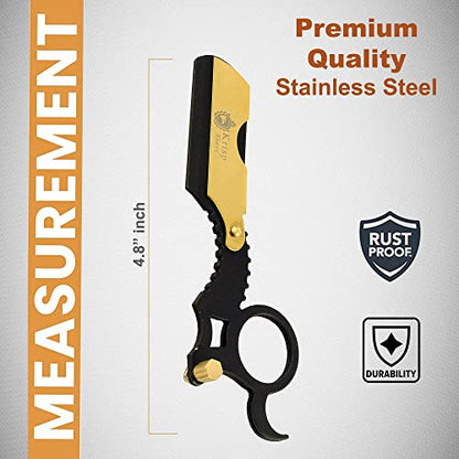 Professional Straight Razors For Men - Straight Edge Barber Razor Shaving Kit For Close Shave - Beard Cut Throat Safety Razor Shavette Navajas Para Barbero - 10 Shaving Blades By Krisp Beauty