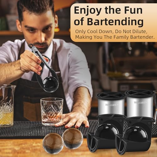 Clear Ice Cube Maker - 2.5" Ball - Stainless Steel Clear Ice Maker - Compact Design - for Whiskey, Cocktails, Bourbon - 2 PACK with Ice Tong & Ice Box