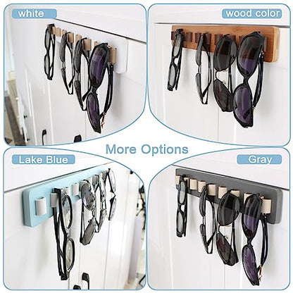 Sunglasses Organizer Wall Mounted Wood Sunglass Holder for Home Glasses Holder/Sunglasses Rack,Home Decor (Gray-1pcs-long)