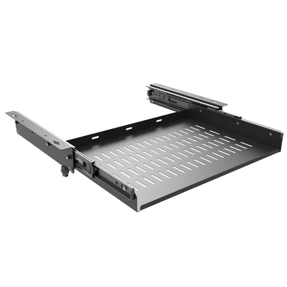 Sliding Under Desk Laptop Mount Shelf with Air Vents, 16" W | W 16.3" x D 12" Metal Under Desk Slide Out Tray Laptop Storage Tray for Laptop (16 Inch Wide)