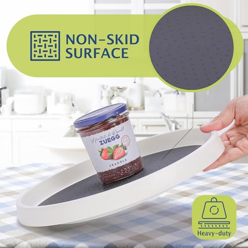 Lazy Susan Turntable, Set of 4, 10 Inch Non-Skid Lazy Susan Organizer for Cabinet, Pantry Organization, Kitchen Storage, Bathroom Sink Cabinet, Refrigerator, Countertop, Spice Rack (4 Pack 10 in)