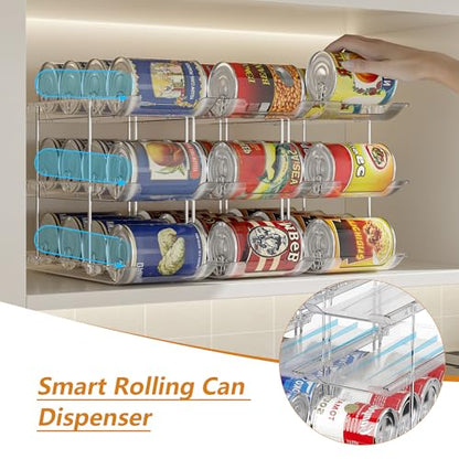 Can Organizer for Pantry, 36 Cans Stackable Rollin... (clear | Acrylic)