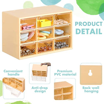 6 Pcs Mini Drawer Organizer Small Organizer with 9 Drawers Plastic Desktop Craft Storage Box for Office Home Room Jewelry Cosmetics Collection(Multicolored)