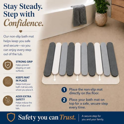 Foldable Stone Bath Mats for Bathroom, Super Absorbent Diatomaceous Earth Bath Mats, Quick Drying Non Slip Mat, 23.6 x 15.5 Inch Folding Grey Bath Stone Mat, Easy Storage and Compact.