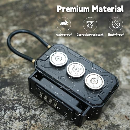 Lock Box with Magnetic Key Holder,Magnet Key Box for Under car,Hide with Combination Lock with 3xN52 Strong Magnet for Storage Indoors, Outside (Classic, Regular1)