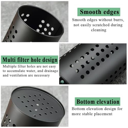 Kitchen Utensils Holder for Counter Top 2 Pieces,... (Black)