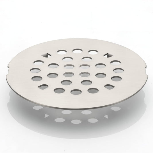 Snap-in Shower Drain Cover 4-1/4 inch Shower Strainer Grid Round (1, Brushed Nickel)