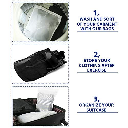TENRAI 5 Pack (2 Large & 3 Medium) Delicates Laundry Bags, Bra Fine Mesh Wash Bag, Zippered, Protect Best Clothes in The Washer (5 Black, Set of 5)