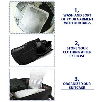 TENRAI 5 Pack (2 Large & 3 Medium) Delicates Laundry Bags, Bra Fine Mesh Wash Bag, Zippered, Protect Best Clothes in The Washer (5 Black, Set of 5)