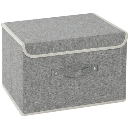 Foldable Fabric Storage Cubes with Lids,Grey 15x9.8x9.8in,1 Pack | Storage Bins with Handles,PP Panel Closet Organizers,Washable Boxes,Collapsible Fabric Container for Underwear and Socks