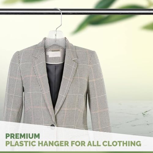 DEILSY™ Clear Plastic Hangers 12 Pack Durable Plastic Shirt Hangers | Versatile clear hangers, plastic hanger with swivel hook, hangers for shirts, dresses, coats, pants and blouses.