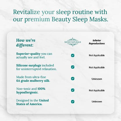 Mulberry Soft Silk Eye Mask for Sleeping with Ear Plugs & Luxury Bag - Cooling Night Eye Covers Sleep Face Mask for Women - Blindfold Travel Eye Mask Blocking Out Light - Black