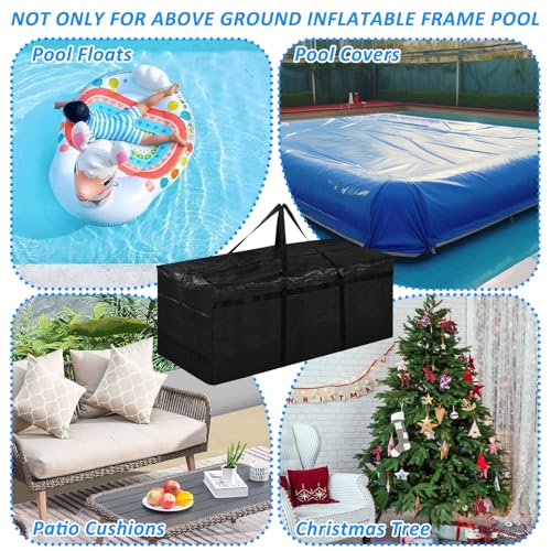 Black Extra Large Storage Bag for Pools with 4 Handles - for Aboveground Inflatable Frame Pools Waterproof Storage Bags for Above Ground Pool Heavy-duty Pool Cover Accessories Storage,56''x23''x23''