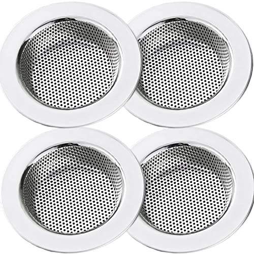 LASSHSWA Kitchen Sink Strainer Stainless Steel, Kitchen Sink Drain Strainer，Sink Strainers for Kitchen Sinks with Large Wide Rim 4.5" Diameter (4 Pack)