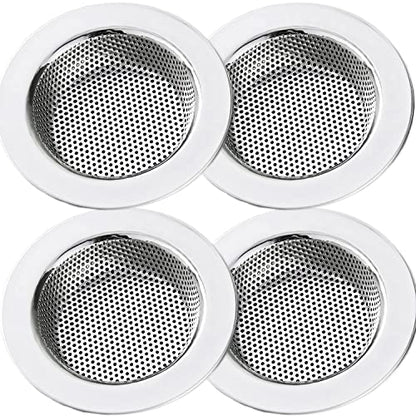 LASSHSWA Kitchen Sink Strainer Stainless Steel, Kitchen Sink Drain Strainer，Sink Strainers for Kitchen Sinks with Large Wide Rim 4.5" Diameter (4 Pack)