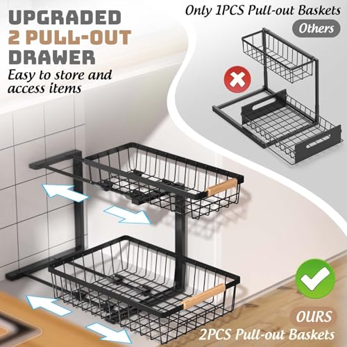 Under Sink Organizer and Storage, Slide Out Under... (Black | Cast Iron)