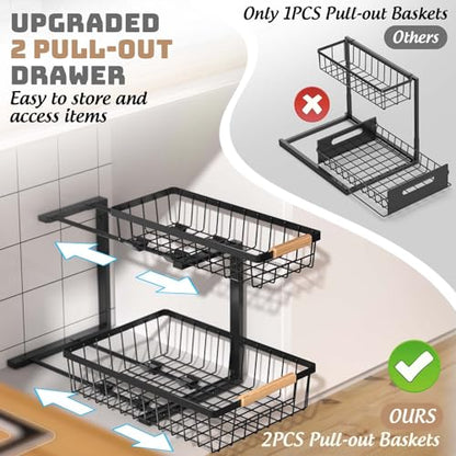 Under Sink Organizer and Storage, Slide Out Under... (Black | Cast Iron)