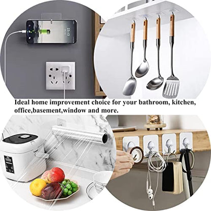 Adhesive Wall Hooks No Drill Clear Heavy Duty, 13LB Sticky 12 Pack | Waterproof Transparent Sticky Hooks for Hanging, 13lbs Max Load No Damage,Ideal for Towel,Coat,Bathroom,Kitchen,Home