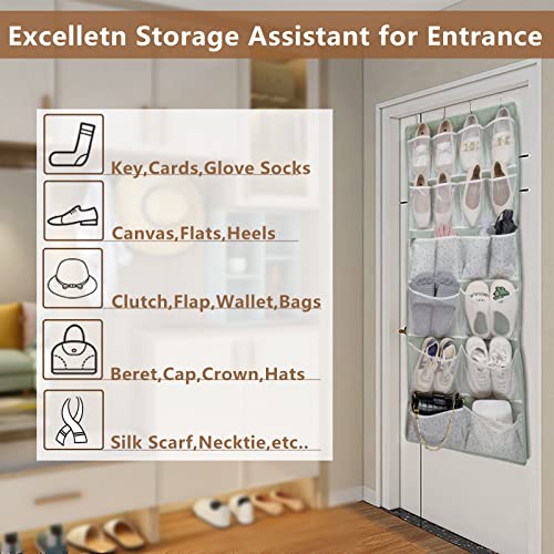 2 Pack-18 Pocekts Over the Door Shoes Organizer,Behind Door Hanging Storage Pocekt for Sock,Underwear,Hat,Handbag,Back of Door Hanging Shelf for Bedroom,Bathroom,Entryway,Storeroom,Pantry,Dorm,Nursery