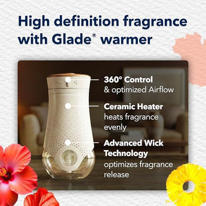 Glade PlugIns Refills Air Freshener Starter Kit, Scented and Essential Oils for Home and Bathroom, Hawaiian Breeze, 4.02 Fl Oz, 2 Warmers + 6 Refills