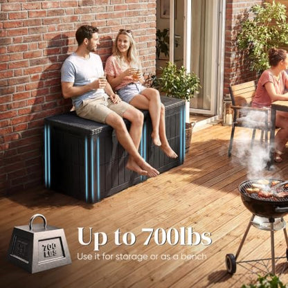 Quictent 120 Gallon Heavy Duty Resin Deck Box, Weatherproof Waterproof Outdoor Storage Bench, UV Resistant Lockable Container for Garden, Pool Supplies, Patio Cushions & Furniture Accessories